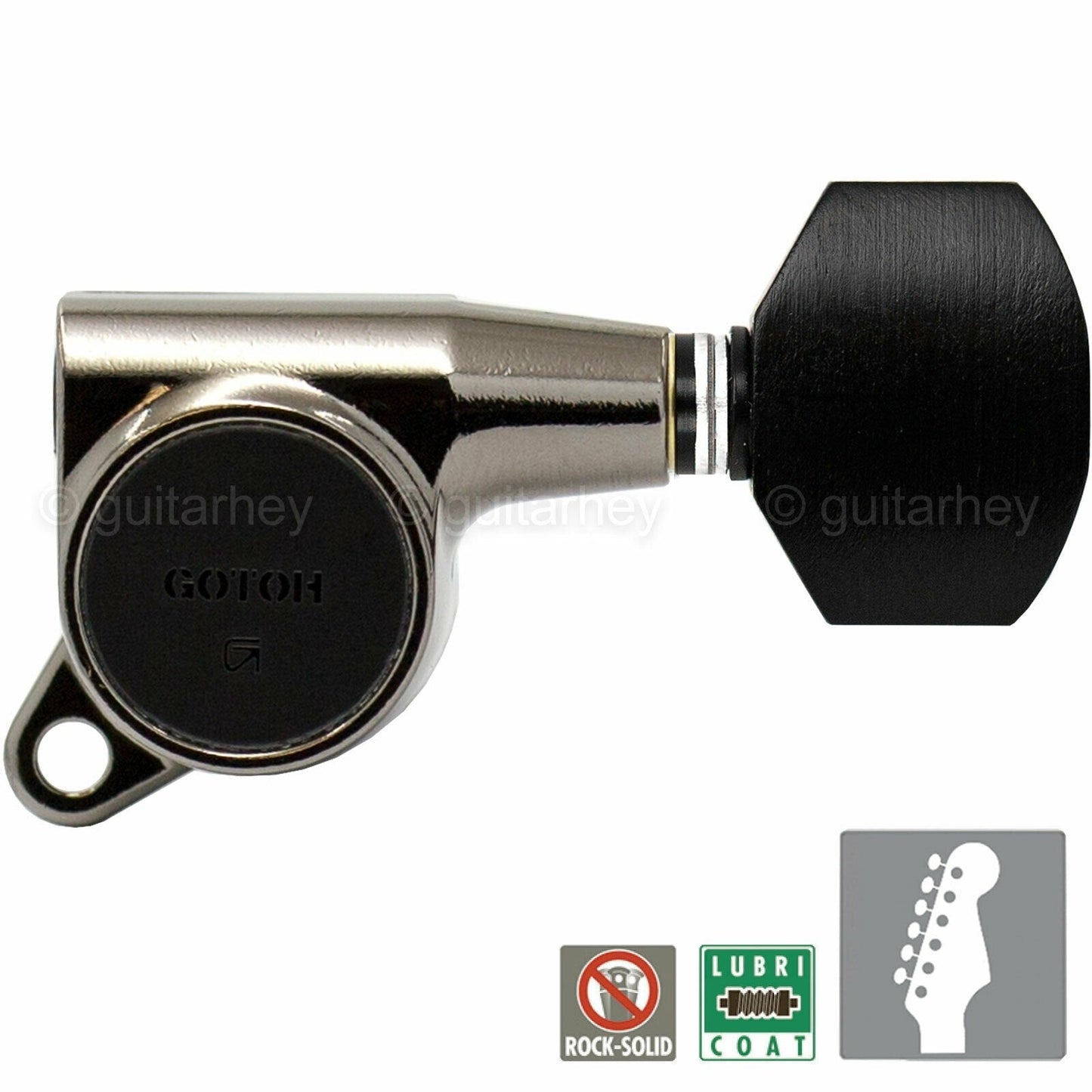 NEW Gotoh SG381-EN07 Guitar Tuners Set 6 in Line Small EBONY Buttons COSMO BLACK