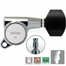 Load image into Gallery viewer, NEW Gotoh SG381-EN07 MG Locking Tuners 6-In-Line Keys w/ EBONY Buttons - CHROME