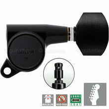 Load image into Gallery viewer, NEW Gotoh SG381-EN07 MG Locking Tuners 6-In-Line Keys w/ EBONY Buttons - BLACK