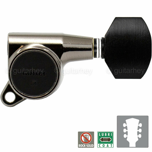 NEW Gotoh SG381-EN07 Guitar Tuning L3+R3 w/ EBONY Buttons Set 3x3 - COSMO BLACK