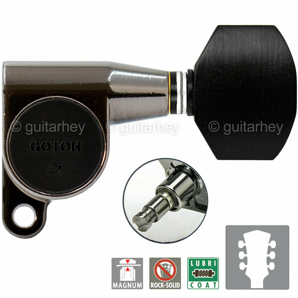 NEW Gotoh SG360-EN07 MG Locking L3+R3 Small EBONY Buttons Set 3x3 - COSMO BLACK