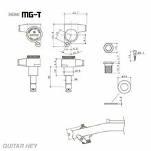 Load image into Gallery viewer, NEW Gotoh SG360-EN07 MGT Locking Tuners L3+R3 Small EBONY Buttons 3x3 - CHROME