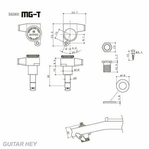 NEW Gotoh SG360-EN07 MGT Locking Tuners L3+R3 Small EBONY Buttons 3x3 - CHROME