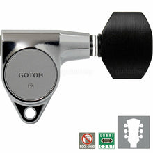 Load image into Gallery viewer, NEW Gotoh SG301-EN07 L3+R3 Tuning Keys w/ Small EBONY Buttons Set 3x3 - CHROME