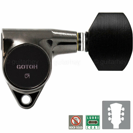 NEW Gotoh SG301-EN07 L3+R3 Tuning Keys Small EBONY Buttons Set 3x3 - COSMO BLACK