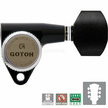 Load image into Gallery viewer, NEW Gotoh SG301-EN07 MGT L3+R3 LOCKING Tuners w/ Small EBONY Keys 3x3 - BLACK