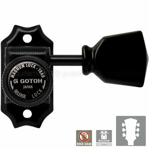 NEW Gotoh SD90-SLB MGTB MAGNUM LOCKING Tuners L3+R3 w/ Black Buttons 3x3 - BLACK