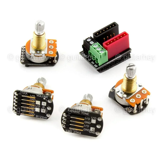 NEW EMG Solderless Wiring kit 1 or 2 Active Pickups Pot SHORT SHAFT SPLIT w/Jack