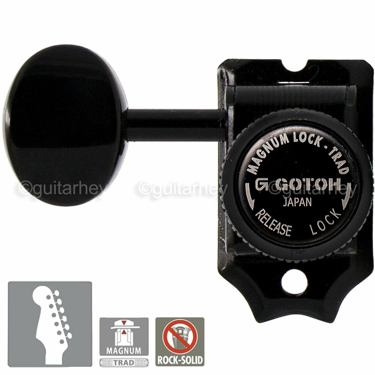 NEW Gotoh SD91-05M MGTB Locking Tuners Set 6 in line Staggered LEFT-HANDED BLACK
