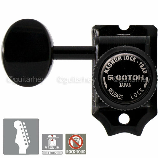 NEW Gotoh SD91-05M MGTB Locking Tuners Set 6 in line Staggered LEFT-HANDED BLACK