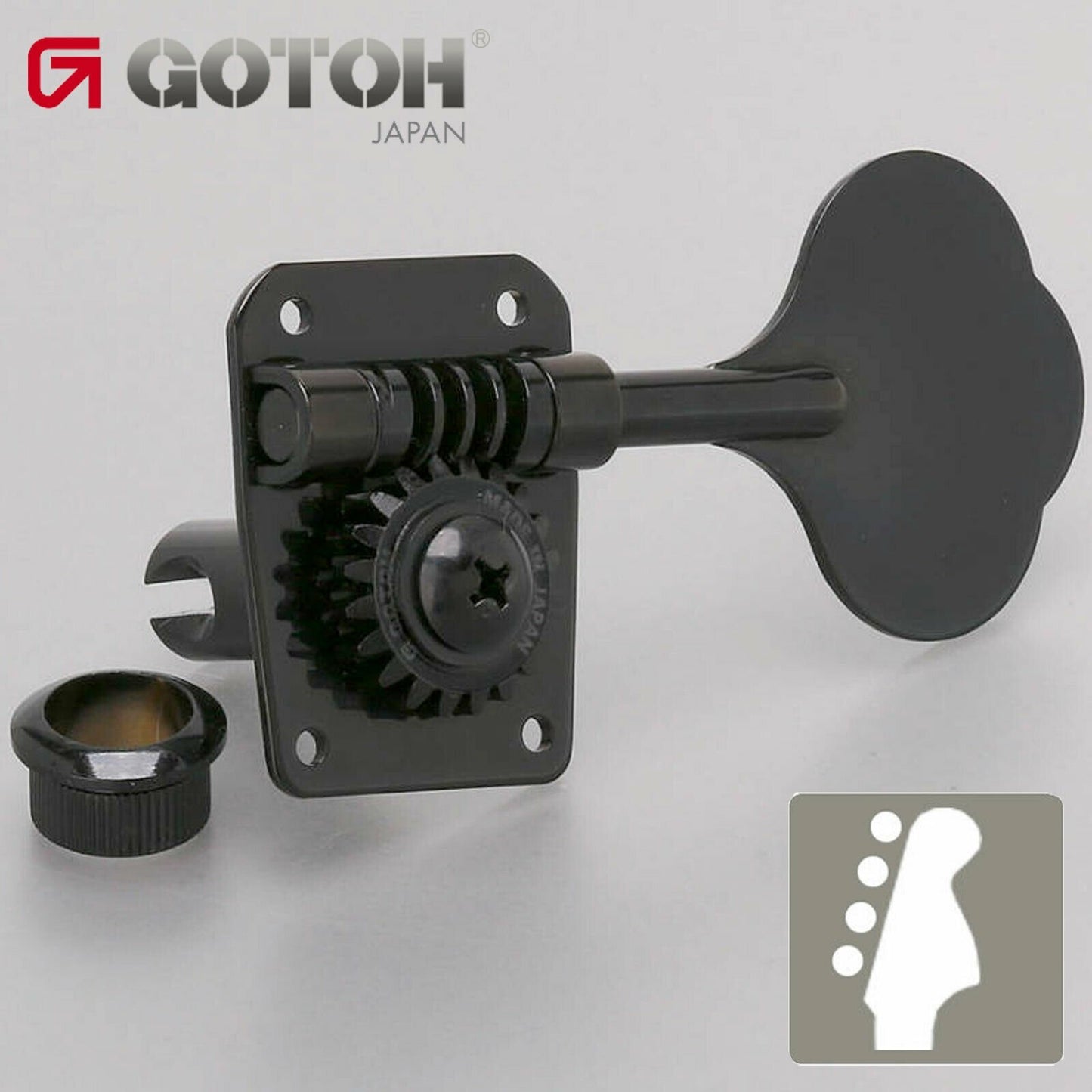 NEW Gotoh GB10 Bass Tuners 4 In-Line 19/32 [15mm] Fender Mustang Aerodyne, BLACK