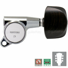 Load image into Gallery viewer, NEW Gotoh SG381 Guitar Tuning L3+R3 w/ Large Ergonomic EBONY Buttons 3x3, CHROME