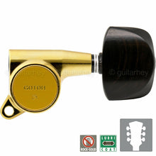 Load image into Gallery viewer, NEW Gotoh SG381 L3+R3 Tuners w/ Large Ergonomic EBONY Buttons 3x3 - GOLD