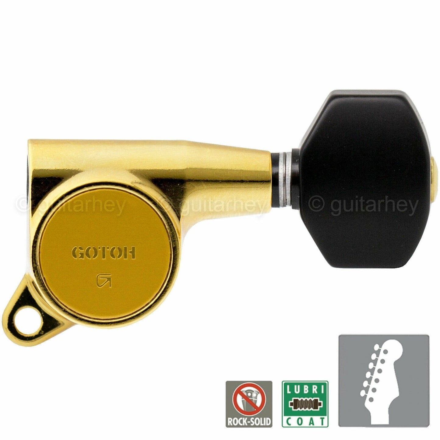 NEW Gotoh SG381-B07 Tuning Keys 6 in line Tuners w/ Plastic Buttons - GOLD