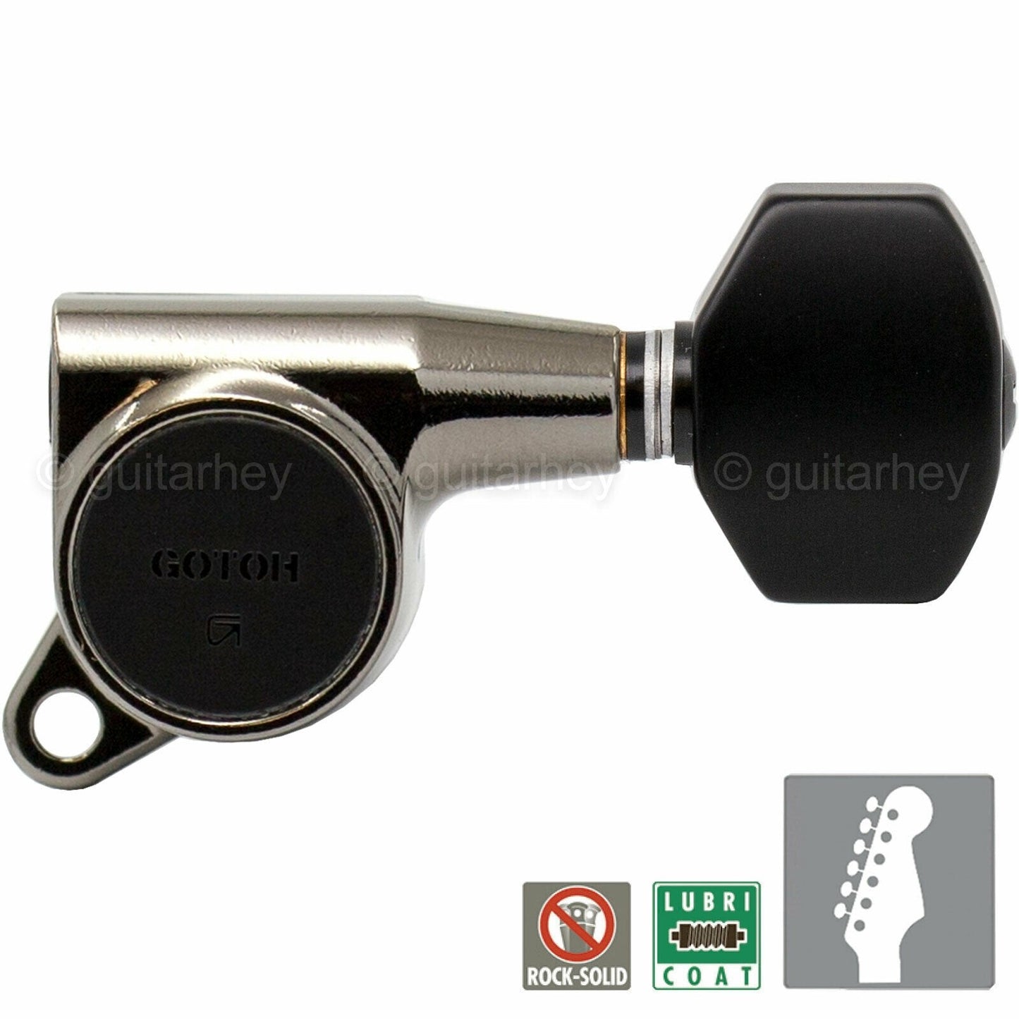 NEW Gotoh SG381-B07 Tuning Keys 6 in line Tuners w/ Plastic Buttons COSMO BLACK