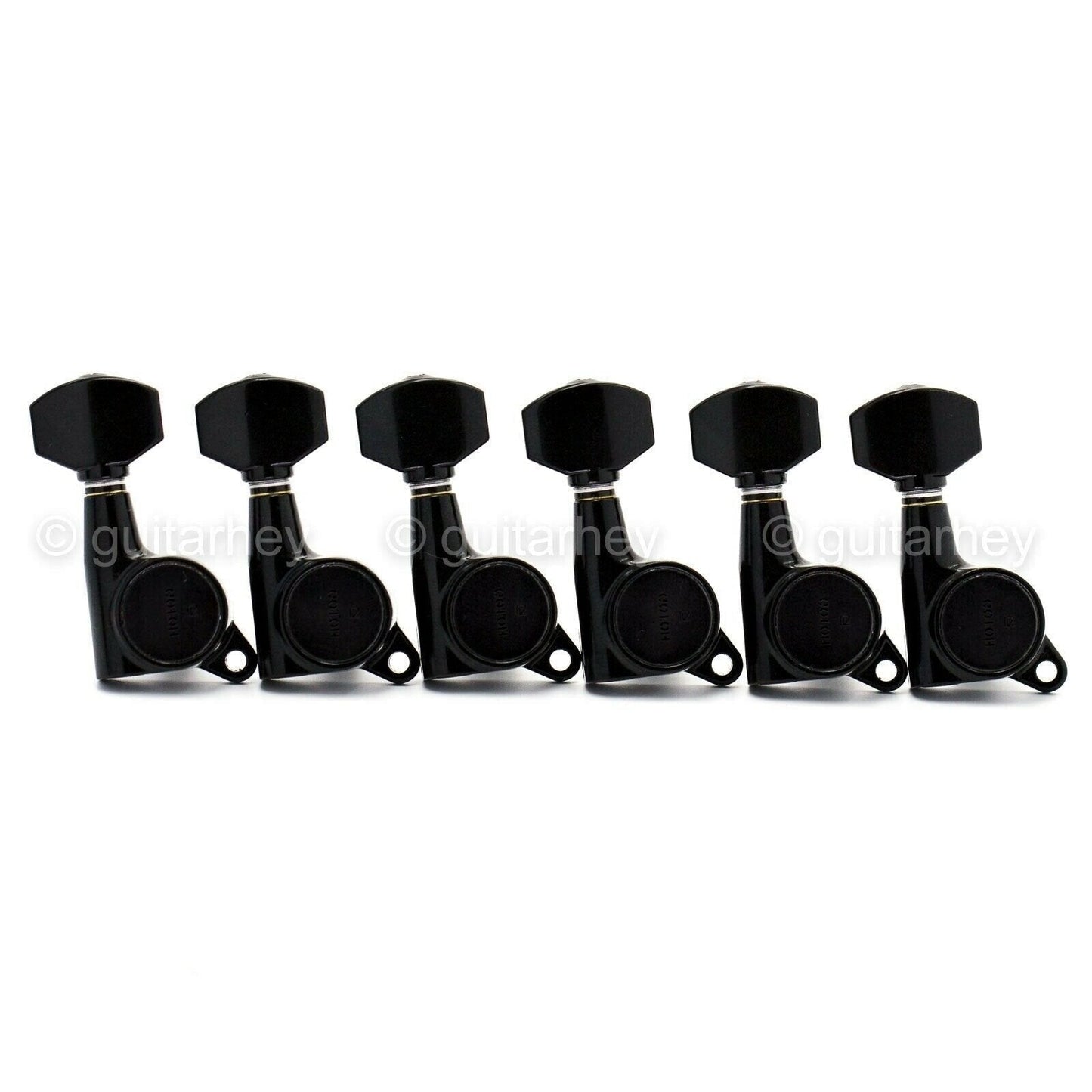 NEW Gotoh SG381-AB07 Tuning Keys 6 in line Tuners w/ ALUMINUM Buttons - BLACK
