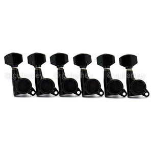 NEW Gotoh SG381-AB07 Tuning Keys 6 in line Tuners w/ ALUMINUM Buttons - BLACK