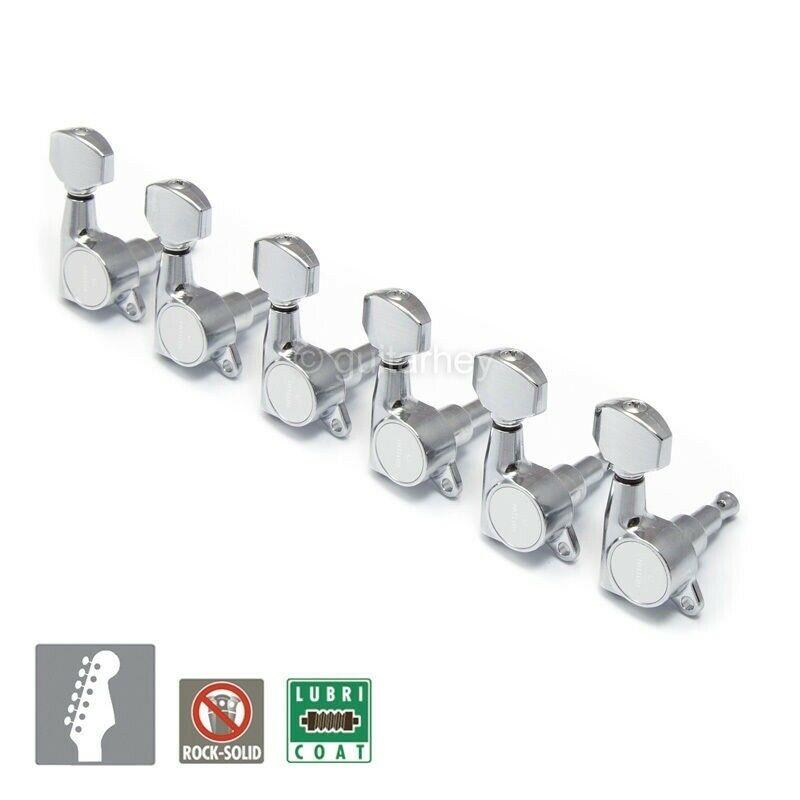 NEW Gotoh SG381-AB07 Tuning Keys 6 in line Tuners w/ ALUMINUM Buttons - CHROME