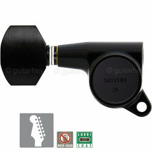 Load image into Gallery viewer, NEW Gotoh SG381-EN07 Set 6 in Line Mini Tuners EBONY Buttons LEFT-HANDED - BLACK
