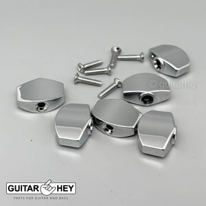 NEW (6) Small HEX Guitar Buttons for Hipshot Tuners - CHROME