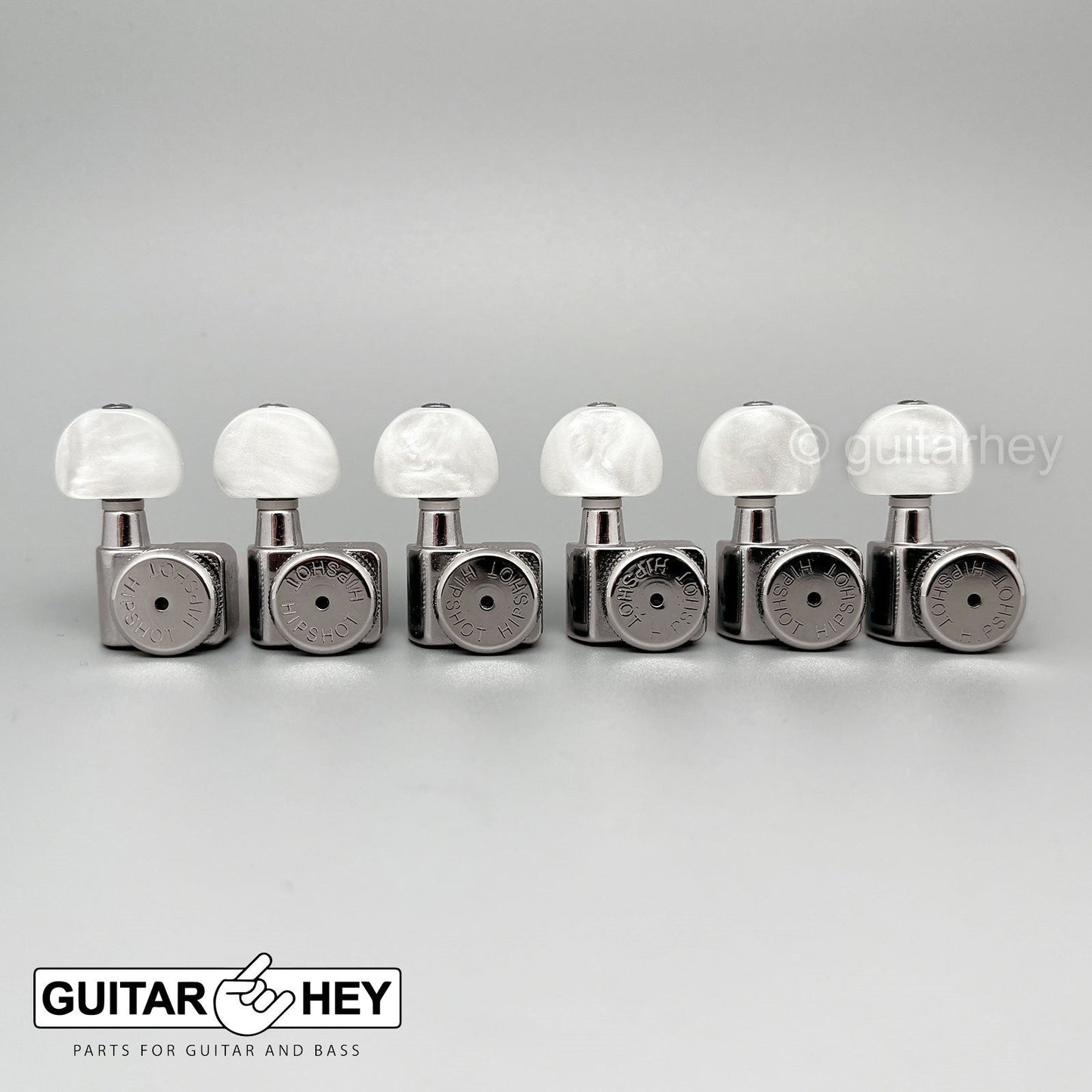 Hipshot Tuners Fender® Directrofit LOCKING Non-Staggered PEARL Buttons - NICKEL