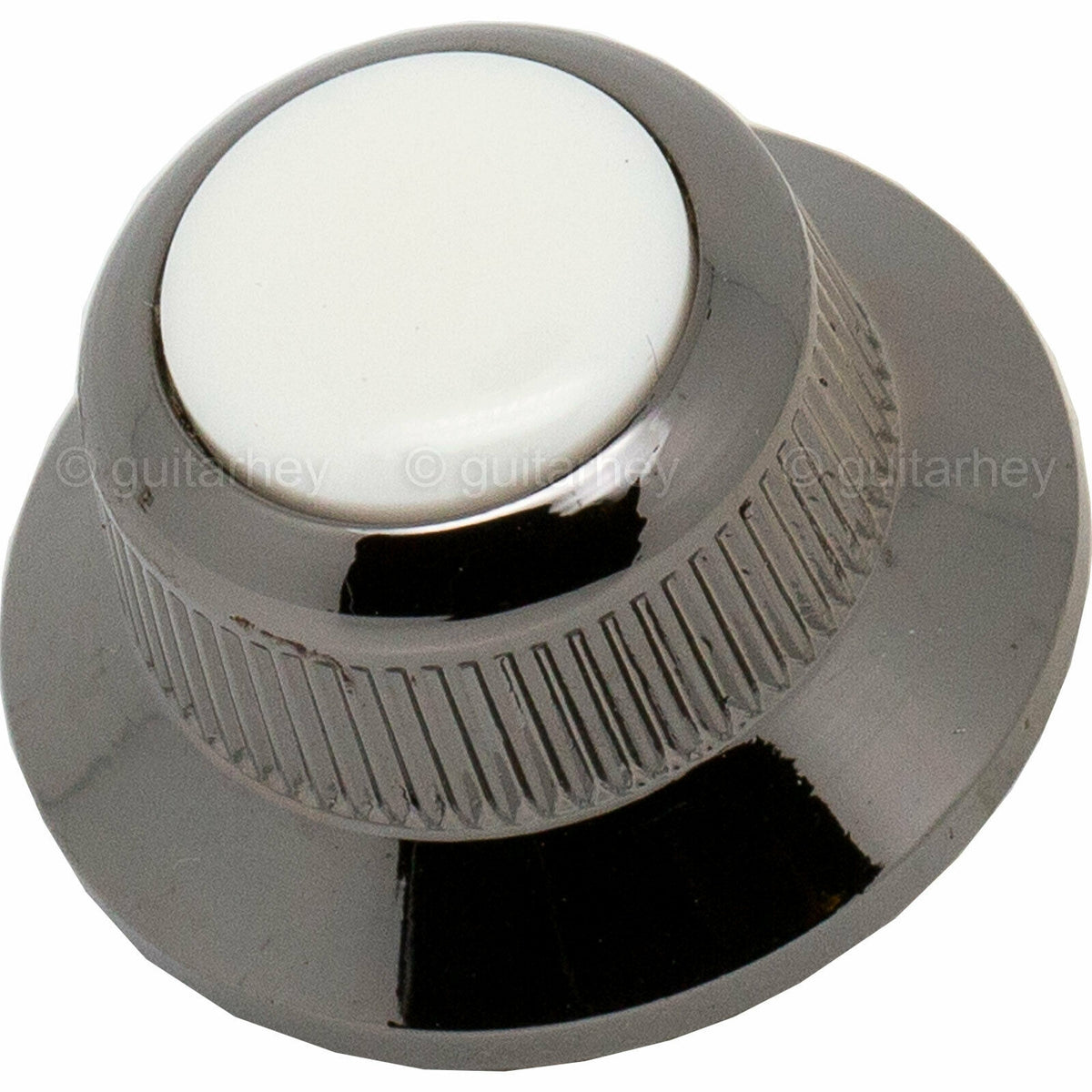 NEW (1) Q-Parts UFO Guitar Knob KBU-0733 w/ Acrylic White on Top - COSMO BLACK