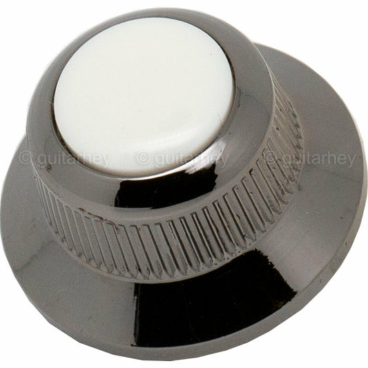 NEW (1) Q-Parts UFO Guitar Knob KBU-0733 w/ Acrylic White on Top - COSMO BLACK