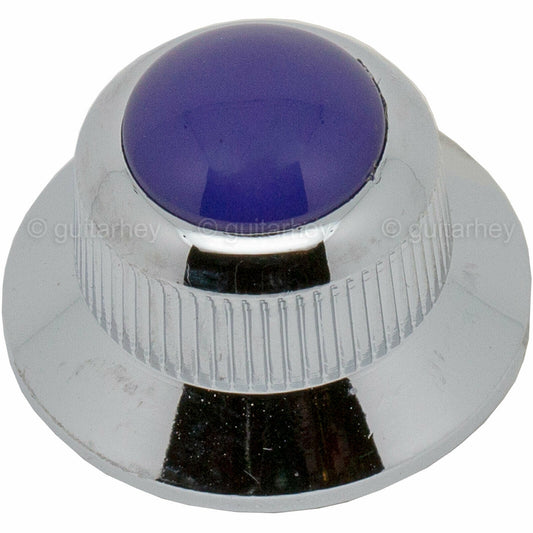NEW (1) Q-Parts UFO Guitar Knob KCU-0740 w/ Acrylic Blue on Top - CHROME