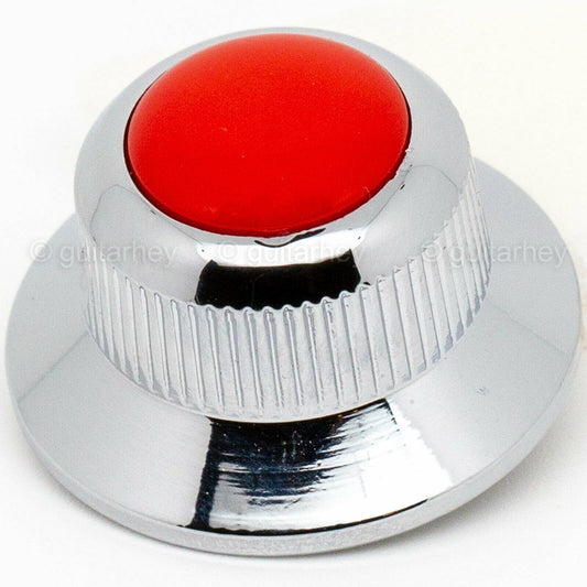NEW (1) Q-Parts UFO Guitar Knob KCU-0737 w/ Acrylic Red on Top - CHROME