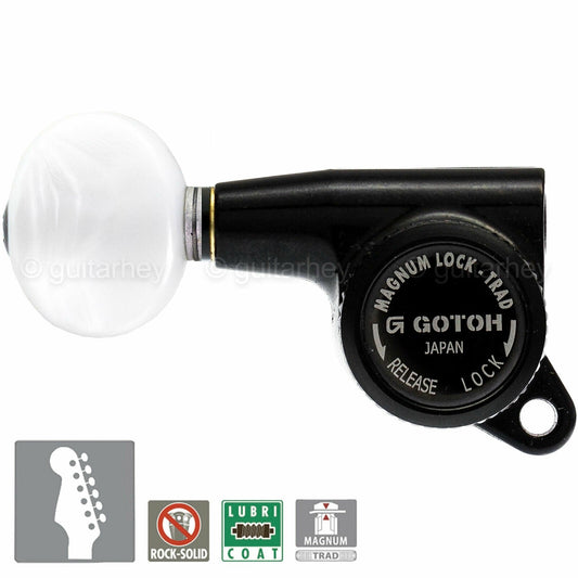 NEW Gotoh SG381-05P1 MGTB Locking Tuners Set 6 in line LEFT HANDED TREBLE, BLACK