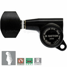 Load image into Gallery viewer, NEW Gotoh SG381-EN07 MGTB Locking Tuners Set 6 in line LEFT HANDED TREBLE, BLACK