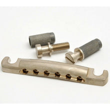 Carregar imagem no visualizador da galeria, NEW Gotoh GE101A RELIC Aluminum Stop Tailpiece w/ Metric Studs - AGED NICKEL