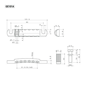NEW Gotoh GE101A RELIC Aluminum Stop Tailpiece w/ Metric Studs - AGED NICKEL