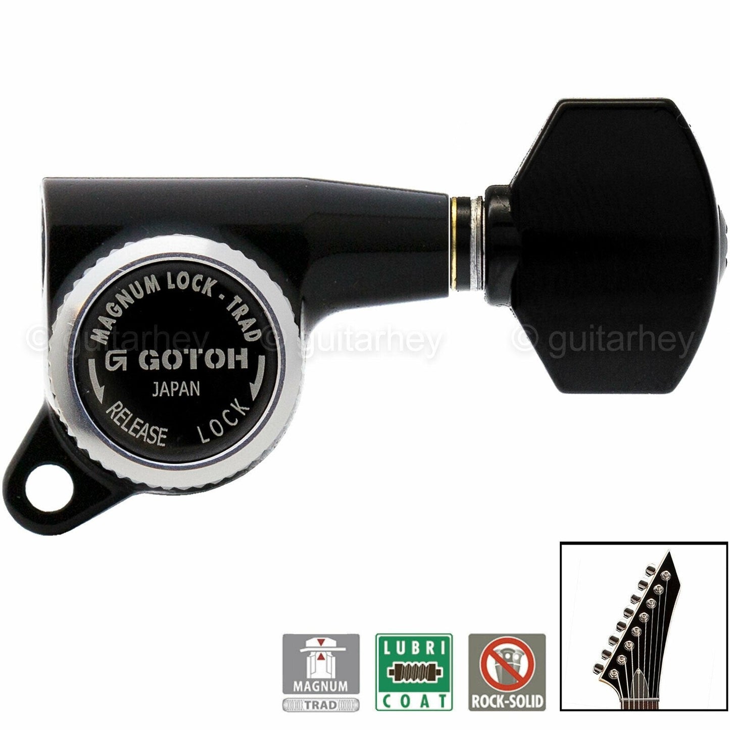NEW Gotoh SG381-07 MGT 8-STRING In-Line Set Locking Tuners NON-Staggered - BLACK