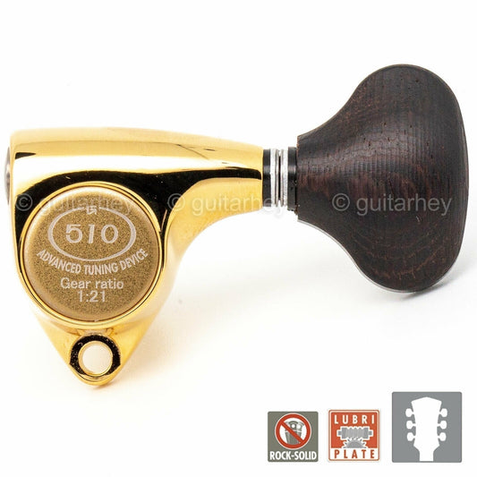 NEW Gotoh SGV510Z-TL5 Tuners L3+R3 Set w/ Tagayasan Buttons 1:21 Ratio 3x3, GOLD