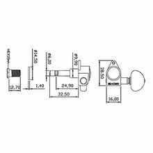 Load image into Gallery viewer, NEW Grover 106C Original Locking Rotomatic Tuners 18:1 Gear Ratio 3x3 - CHROME