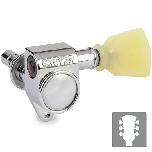 NEW Grover 106 Original Locking Rotomatic Tuners Keystone Buttons 3x3 - CHROME