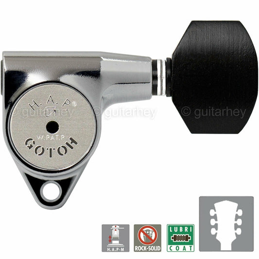 NEW Gotoh SG301-EN07 HAPM Adjustable Post Height Locking EBONY Button 3x3 CHROME