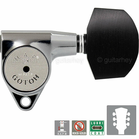 NEW Gotoh SG301-EN01 HAPM Adjustable Post Height Locking EBONY Button 3x3 CHROME