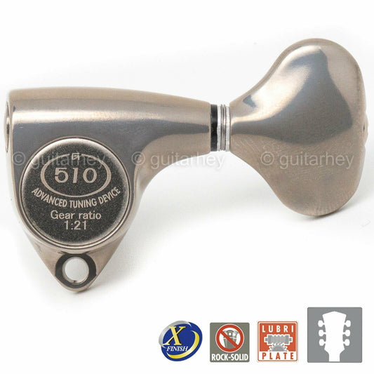 NEW Gotoh SGV510Z-L5 Tuners L3+R3 Tuning Keys 1:21 Ratio, 3x3 - ANTIQUE X-NICKEL