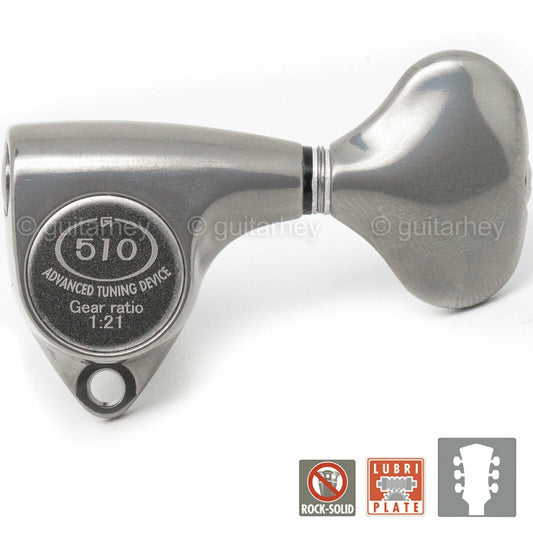 NEW Gotoh SGV510Z-L5 Tuners L3+R3 Keys 1:21 Ratio, 3x3 - ANTIQUE X-FINISH CHROME