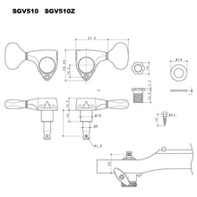 Load image into Gallery viewer, NEW Gotoh SGV510Z-L5 MGT L3+R3 LOCKING Tuners Set 21:1 Gear Ratio 3x3 - BLACK