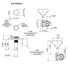 Load image into Gallery viewer, NEW Hipshot USA HB6 3/8&quot; Ultralite® Bass Tuning L2+R2 Set Y Key 2x2 - GOLD