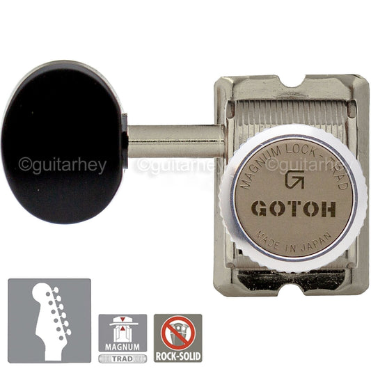 NEW Gotoh SD91-B5 MGT Locking Tuners STAGGERED 6 in line LEFT-HANDED - NICKEL