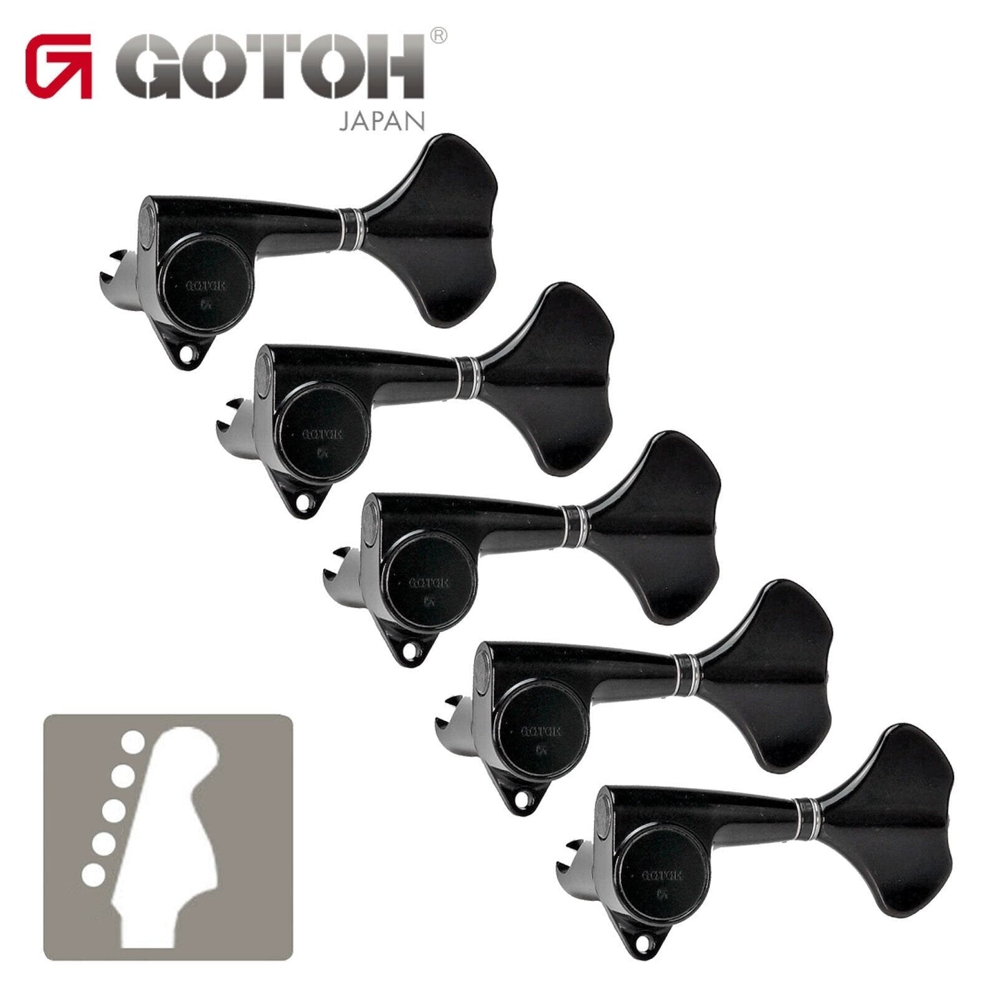 NEW Gotoh GB707 5-Strings Bass Set L5 BASS SIDE - 5 in line w/ Screws - BLACK
