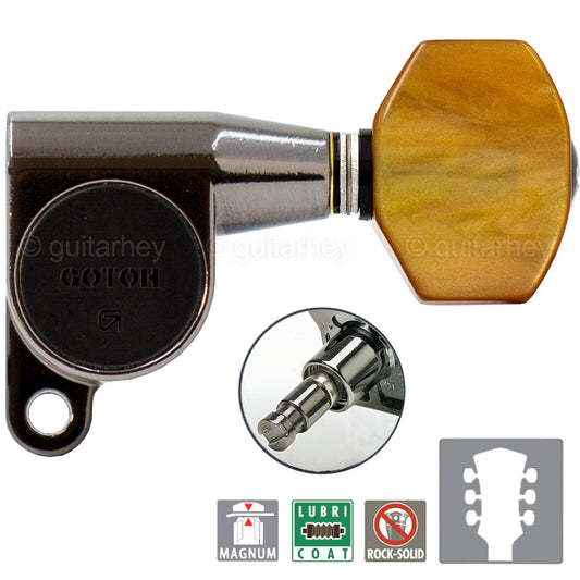 NEW Gotoh SG360-P8 MG Magnum Locking Tuners L3+R3 Set Mini 3x3 - COSMO BLACK
