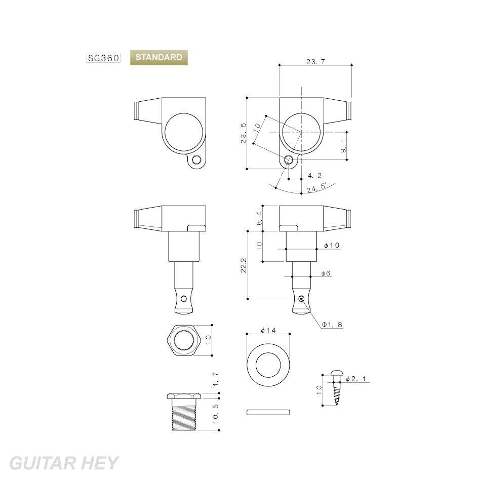 NEW Gotoh SG360-P8 L3+R3 Schaller Style Mini Tuners SET 3x3 - COSMO BLACK
