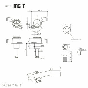 NEW Gotoh SG381-07 MGT Locking Tuners 7-String Small Keys L3+R4 Set 3x4 - GOLD