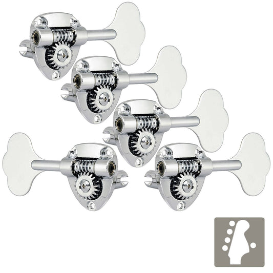 NEW Gotoh GB11W L4+R1 Bass Tuners Tuning Keys 20:1 w/ Hardware - 4x1 - CHROME
