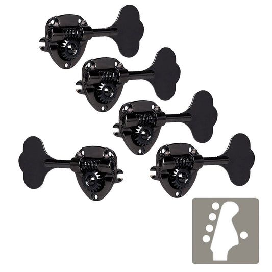 NEW Gotoh GB11W L4+R1 Bass Tuners Tuning Keys 20:1 w/ Hardware - 4x1 - BLACK